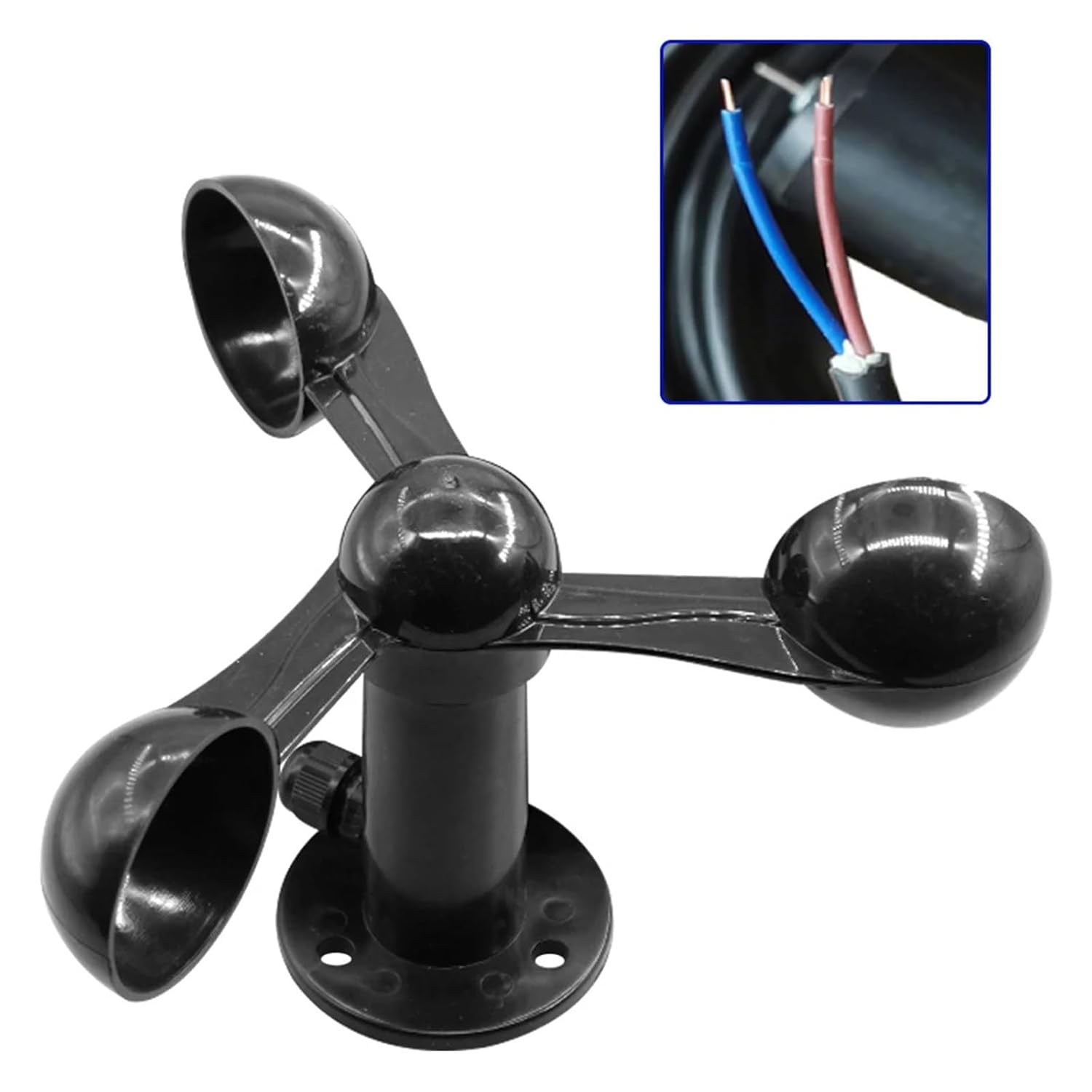 Wind Sensor Triple Cup Weather Meter for Microcontroller 0-56m/s Wind Tester with 10m Cable Wind Weather Station(Style B)