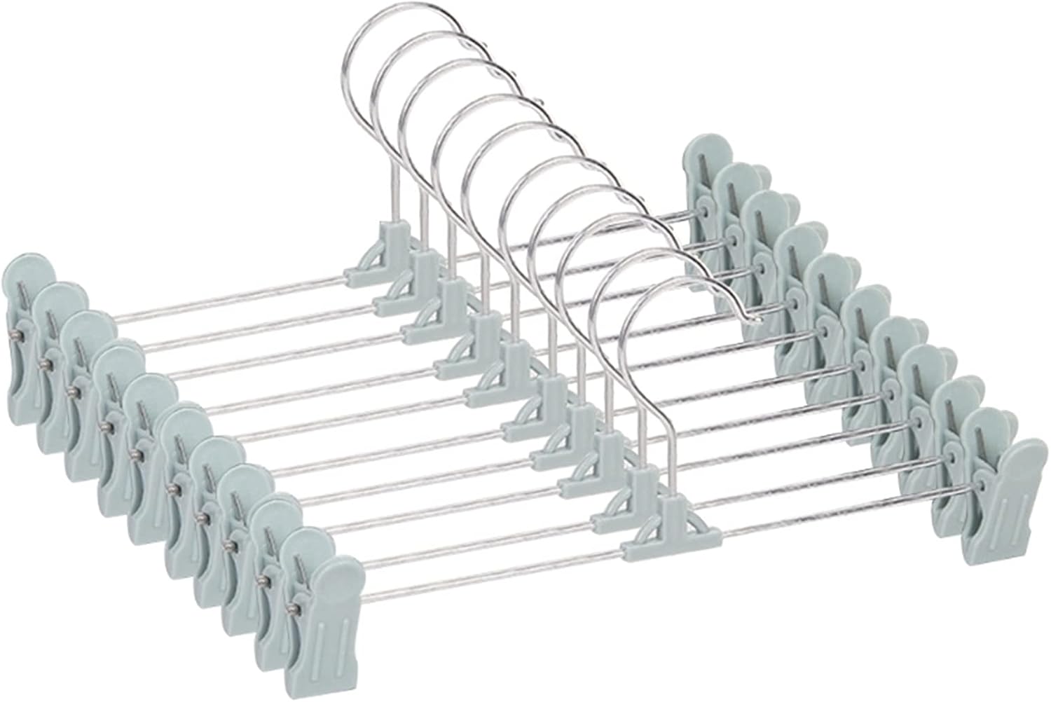 TOMYEUS Coat Hanger 10 Pack Pants Hangers with Clips Space Saving Skirt Hanger Adjustment Plastic Clip Hanger for Jeans Skirt Hangers Clothes Hanger (Color : Khaki)