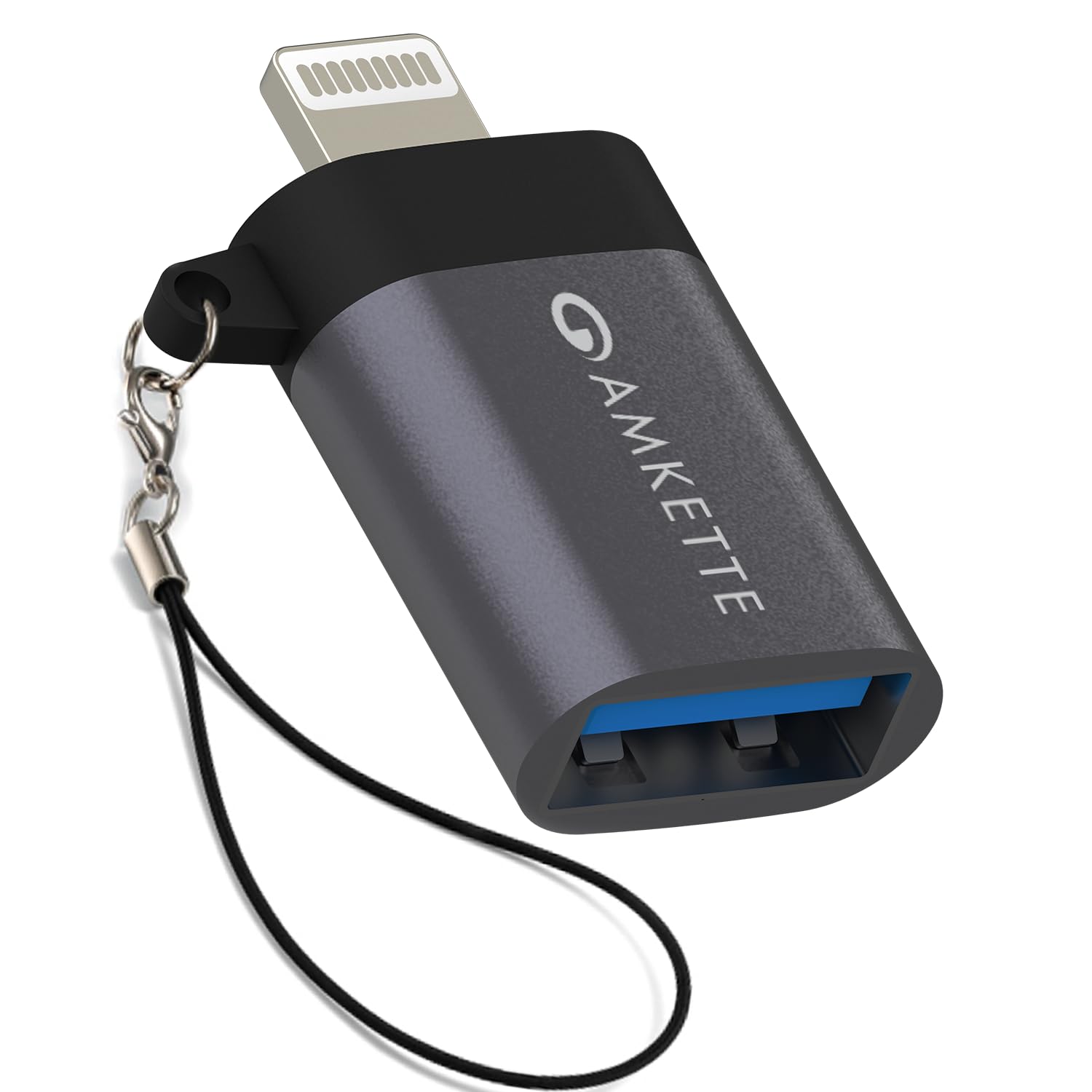 Amkette iConnect Mini Lightning to USB Adapter, Connect USB Drives, Keyboards, Mice to iPhone & iPad with Lightning OTG Adaptor, Plug & Play iPhone OTG Connector, Attached Lanyard, Geoforce 1016 Chip-image-45
