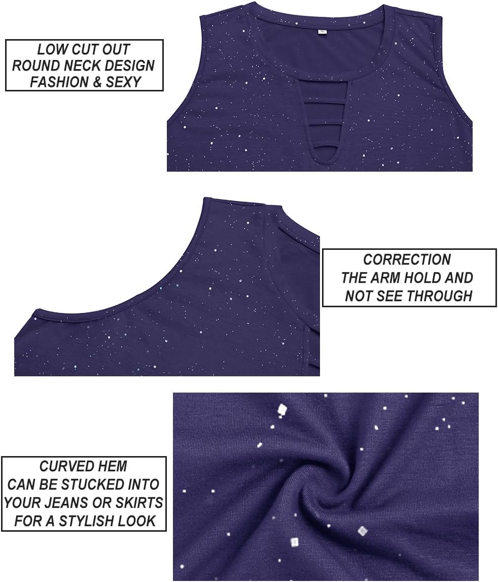 CARCOS Plus Size Tank Tops for Women Summer Pullover Color Block Sleeveless T Shirt Neck Basic Shirt XL-5XL - Image 5