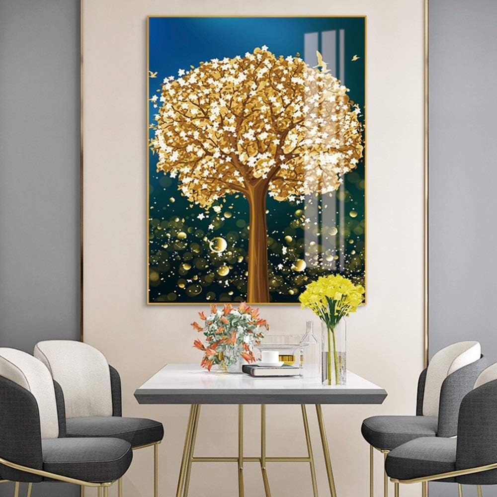 Golden Bubbles Pattern Trees Modern Minimalist European Style Personality Paintings Wall Decoration Golden Aluminum Alloy Frame Home Living Room Bedroom Den Hotel 40 60cm