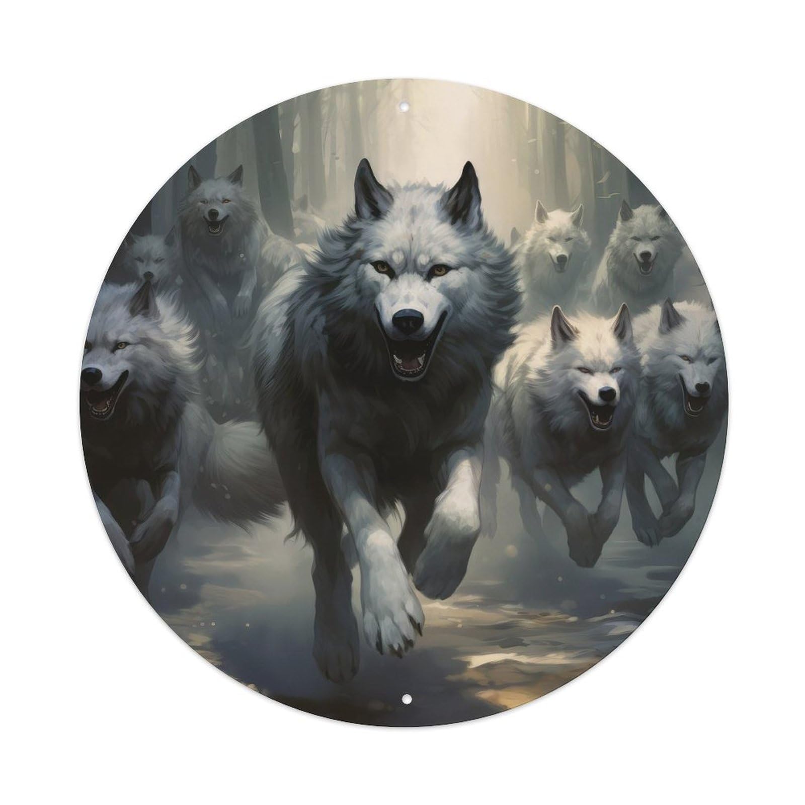 Animals Artwork Pack of Wolves Vintage Metal Tin Sign Plaque Wall Decor for Cafe, Club Bar, Office, Garden Metal Poster 8x8Inch