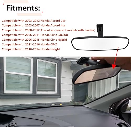 Miniatura 2 de RLB-HILON Espejo retrovisor compatible con Honda Accord 1998-2013, para Honda Civic 2006-2011, para Odyssey 2000-2004, para Pilot 2002-2008, espejo