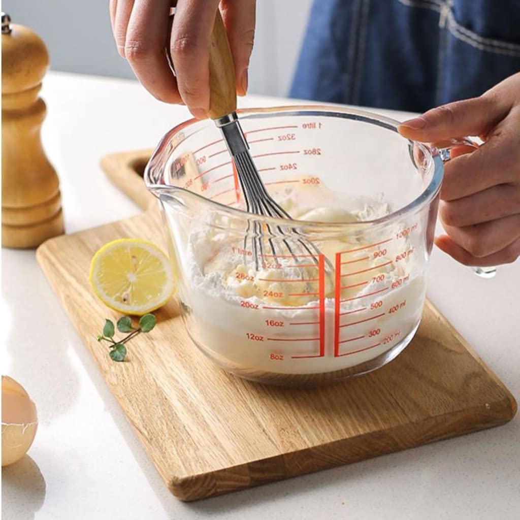 Tasse à mesurer en Verre trempé de Cuisine avec échelle Haute température résistant à la Chaleur ménager Cuisson de qualité Alimentaire et Tasse à Battre Les œufs (Taille : 1000ML) (1000ML)