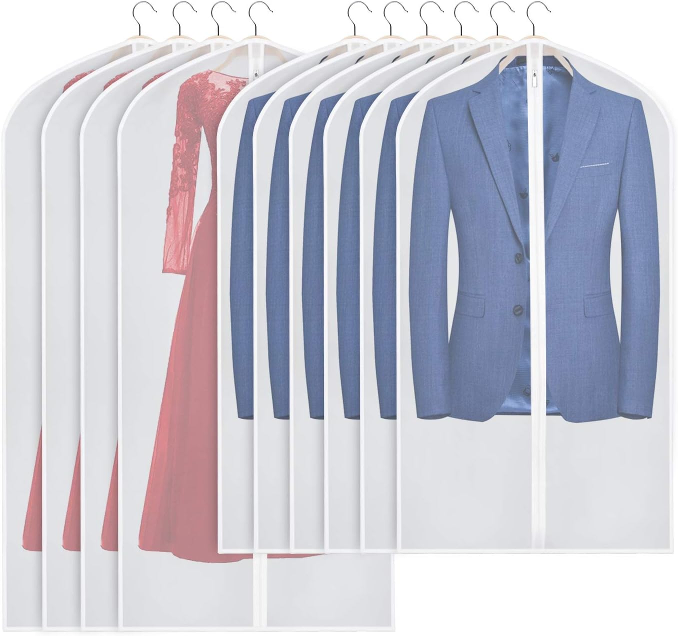 Univivi 40/54inch[10Pack] Hanging Garment Clear Bags for