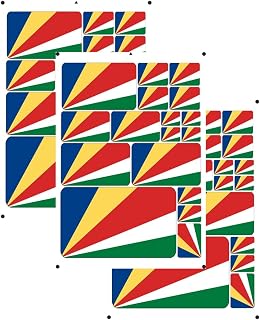 vmcoatdu Seychelles Flag Laser Printing Sticker 3 Pcs Decal in Multiple Sizes Stickers (Red Seychelles)