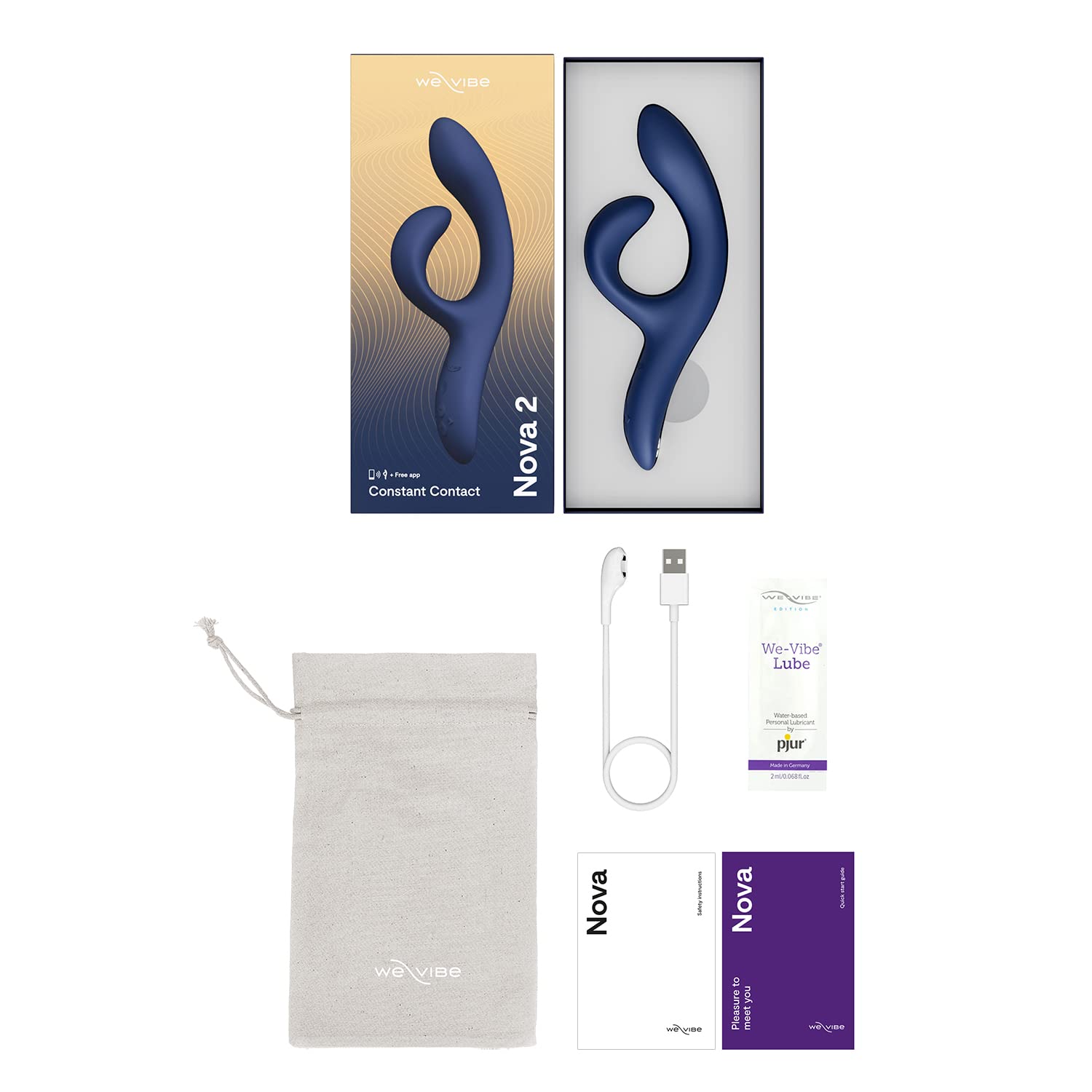 We-Vibe Nova 2 Conejito vibrador para mujeres - Juguete sexual vibrador para la estimulación del clítoris y el punto G - 10 modos de vibración - Control por app - Juguetes para parejas adultas