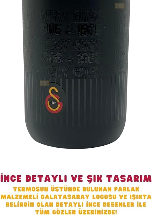 Galatasaray Resmi Lisanslı 550ml Rahat İçim Çift Katmanlı Paslanmaz Çelik Termos 6 Saat Sıcak Soğuk Premium Kutu