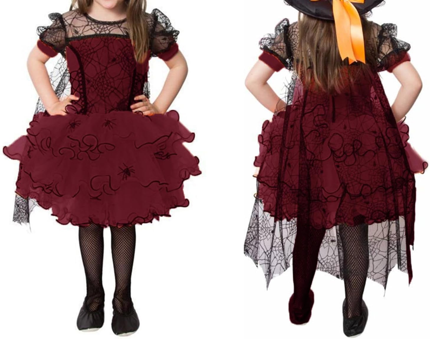 Toddler Baby Girls Halloween Witch Costumes Spider Cloak Tulle Dress Vampire Witch Dress Fancy Party Cosplay Outfit