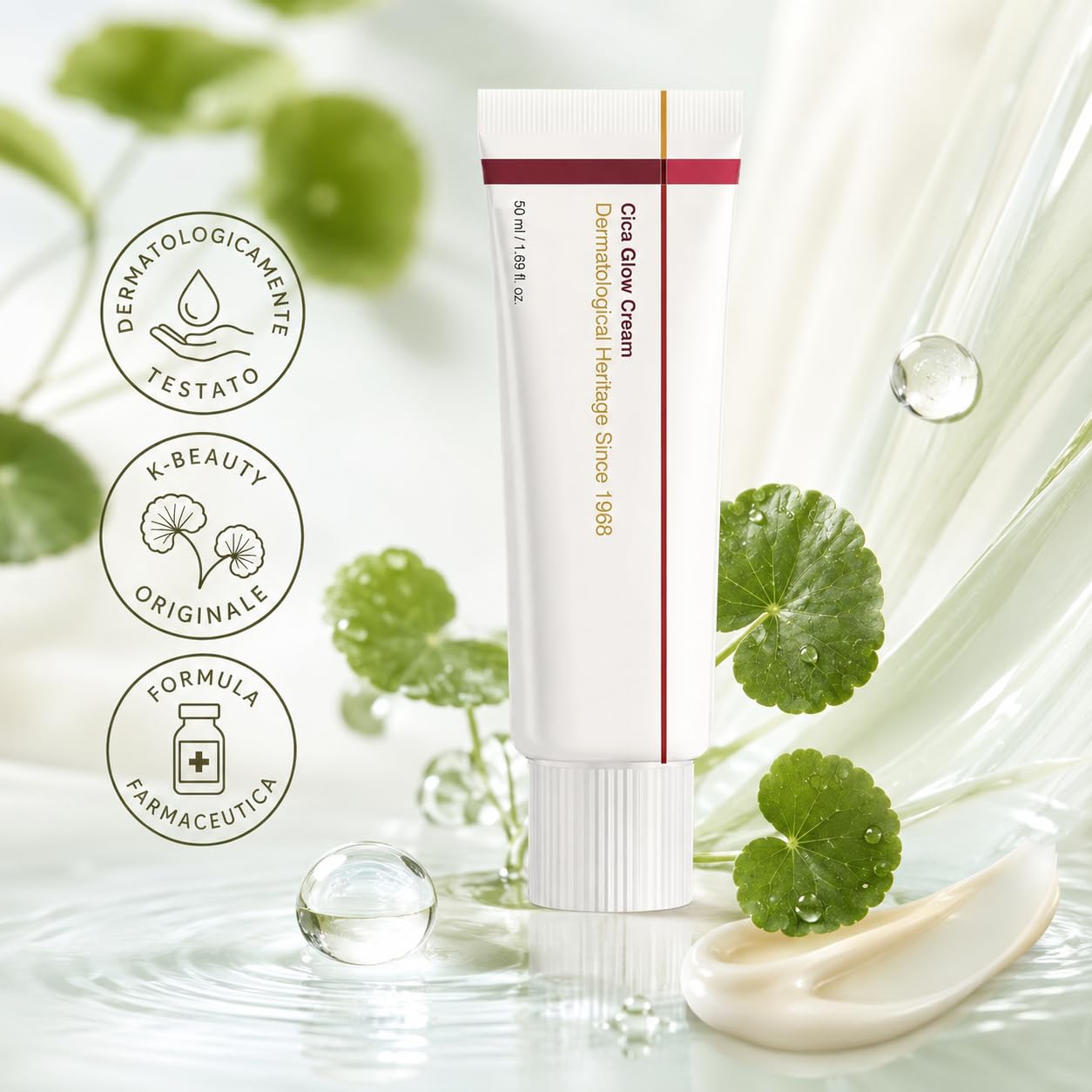 KoraGlow Cica Glow Cream Crema Viso Con Centella Asiatica Collagene Acido Ialuronico Per Pelle Luminosa (2 pcs)