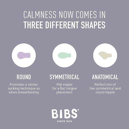 Miniatura 4 de BIBS Chupetes de 0 a 6 meses, paquete de 3 chupetes  Pezón simétrico sin BPA  Fabricado en Dinamarca  Colección Try-It marfil (azul bebé)