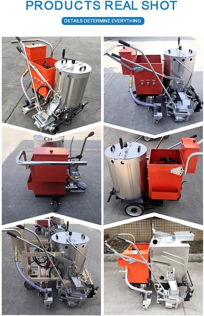 Manual Thermoplastic Road Line Marking Machine Hand Push Hot Melt Line Striper Easy Operation Pavement Marker with Full Accessories for Parking Lot Playground Campus Road Asphalt Concrete Ground