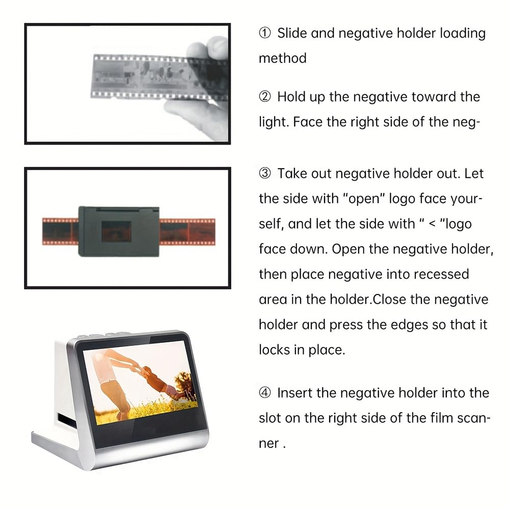 Scanner Diapositive Fotografiche e Film In e Nero con Schermo HD da 5 Pollici e Risoluzione di 22MP, Convertitore Digitale e Copiatrice con Spina EU.