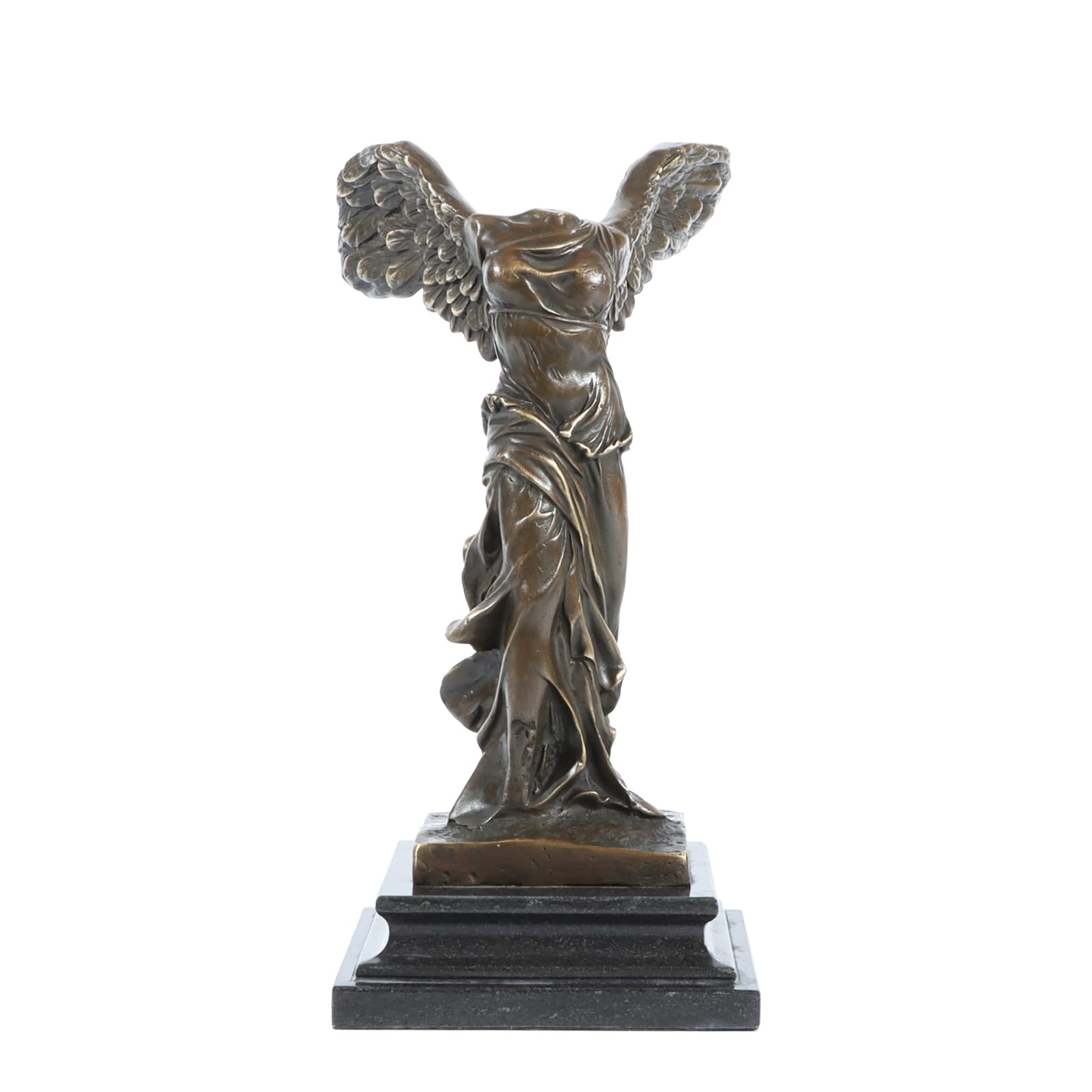 NILEEBUKER 11.2" Bronze Greek Winged Victory Goddess Nike Statue Replica Famous Antique Sculpture Home Decor