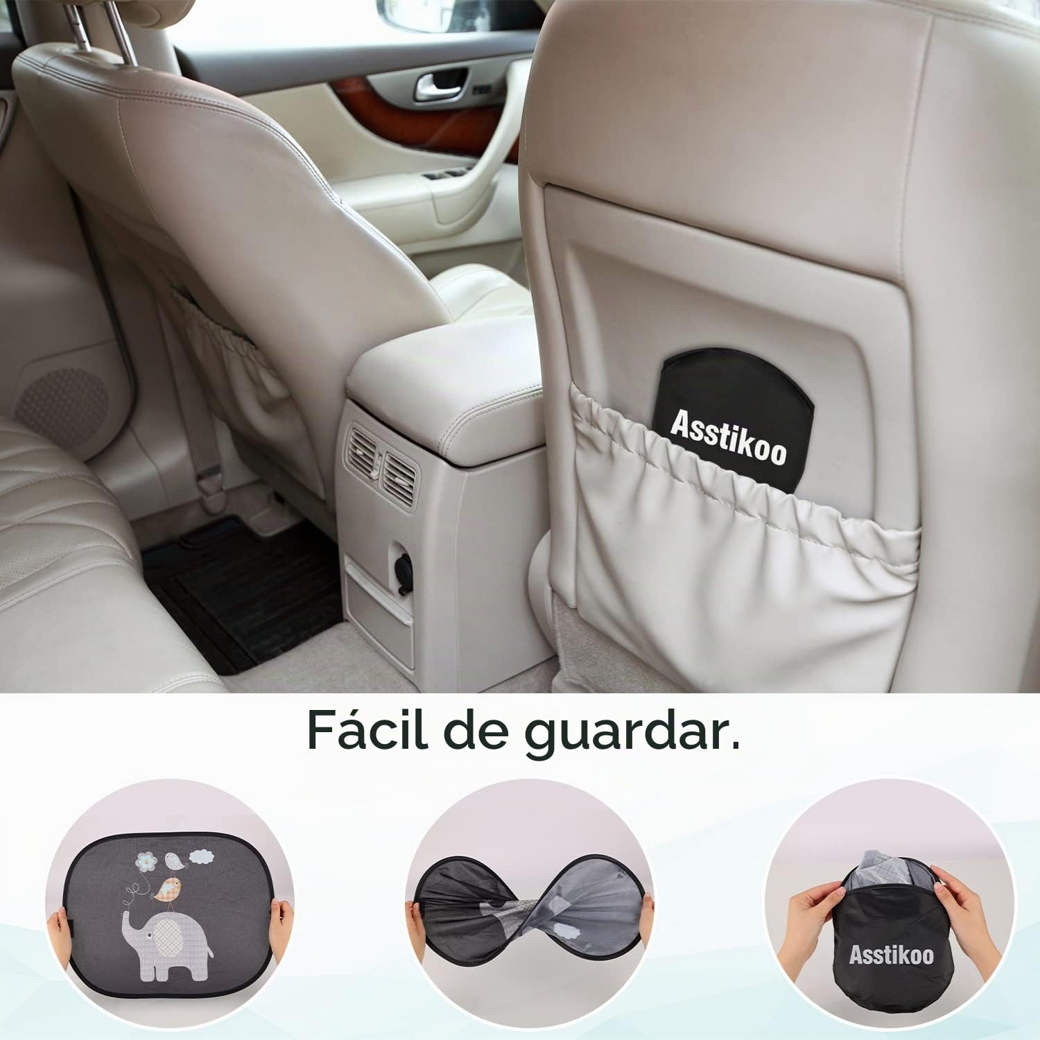 Protección solar para coche con protección UV, protección solar para ventana de coche, para niños con motivos de animales dulces, 45 x 35,5 cm, juego de 2 unidades