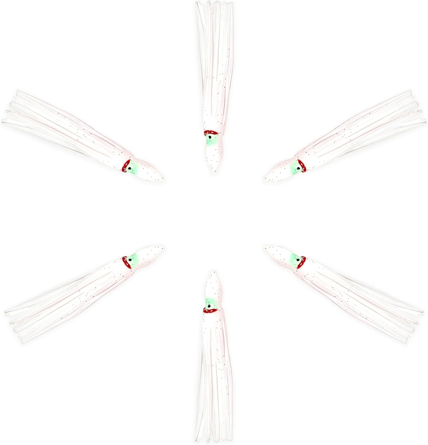 4.75" Hoochie Squid Skirts, 40 Pcs White Soft Plastic for Saltwater & Freshwater Trolling, Ideal for Tuna, Salmon, Mahi & Offshore Game Fishing