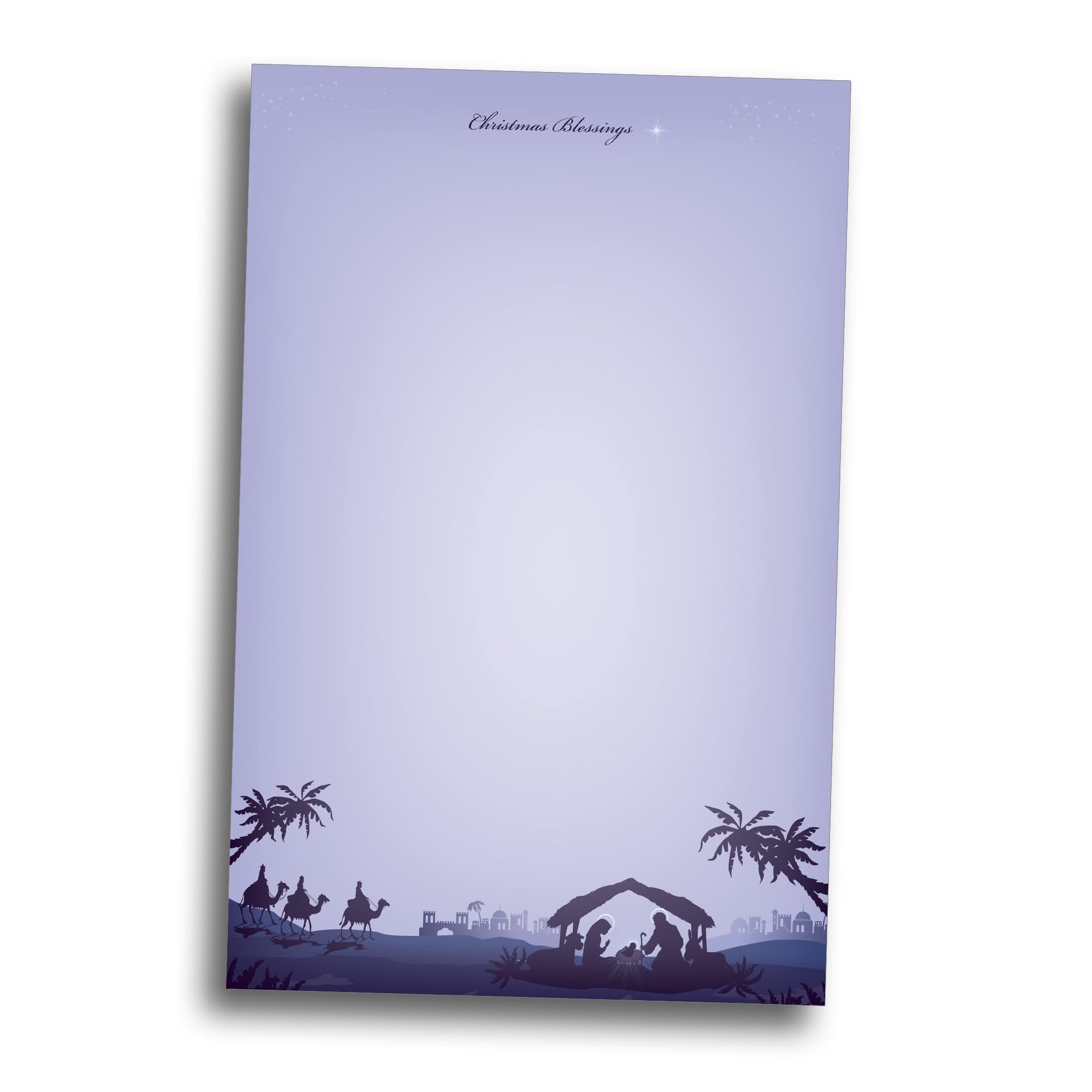 Star of Bethlehem Christmas Stationery Memo Paper - 80 Sheets of Half Sized (5 1/2" x 8 1/2") Christmas Letterhead for Winter & Holiday Events