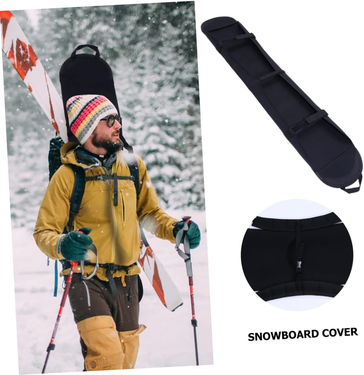 FOMIYES Snowboard Bag Snowboard Cover Black Sturdy Shoulder Strap for Convenient Ski Gear Protection and Travel