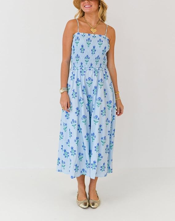 Women Boho Floral Maxi Dress Y2k Sleeveless Tie Shoulder Tiered Ruffle Long Dresses Summer Beach Sundress