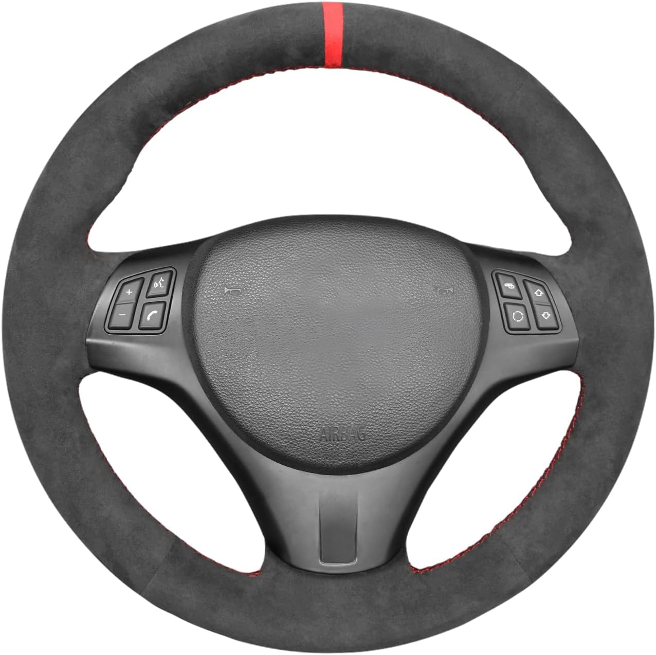 MEWANT Car Steering Wheel Cover for BMW 1 Series E81 E82 E87 E88 2008-2013/3 Series E90 E91 E92 E93 2006-2011 / M3 E90 E92 E93 2008-2013 Customized Black Suede