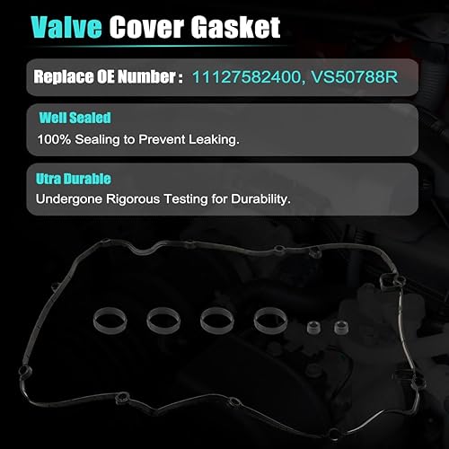 Miniatura 5 de VS50788R Junta de tapa de válvula para Mini Cooper S JCW Coupe Clubman Countryman Paceman Roadster BMW 114i 118i 120i 316i 320i 1.6L N13 N18