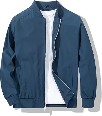 Mens Bomber Jacket Fashion Stylish Lightweight Windbreaker Spring Fall Casual Jackets for Men
