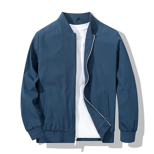 XiaoYouYu Men's Bomber Jacket Fashion Stylish Lightweight Windbreaker Spring Fall Casual Jackets for Men - XX-Large - Royal Blue