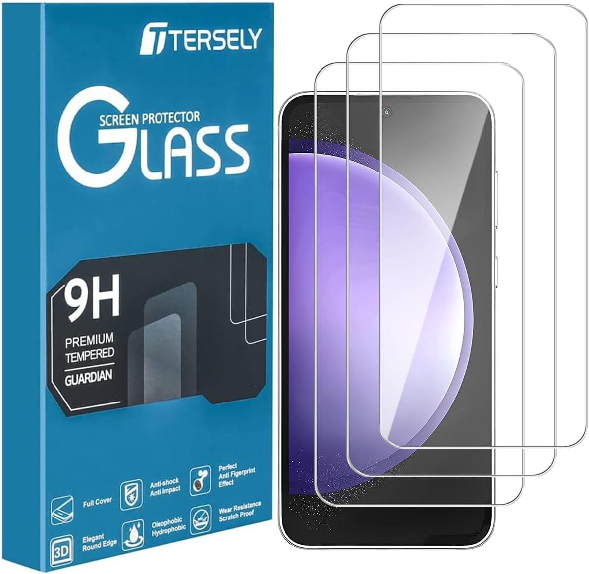 T Tersely [3-Pack] 9H Tempered Glass Screen Protector for Samsung Galaxy S23 FE 5G, Case Friendly, Ultra-clear, Shatterproof Anti-Scratch Film Screen Protector
