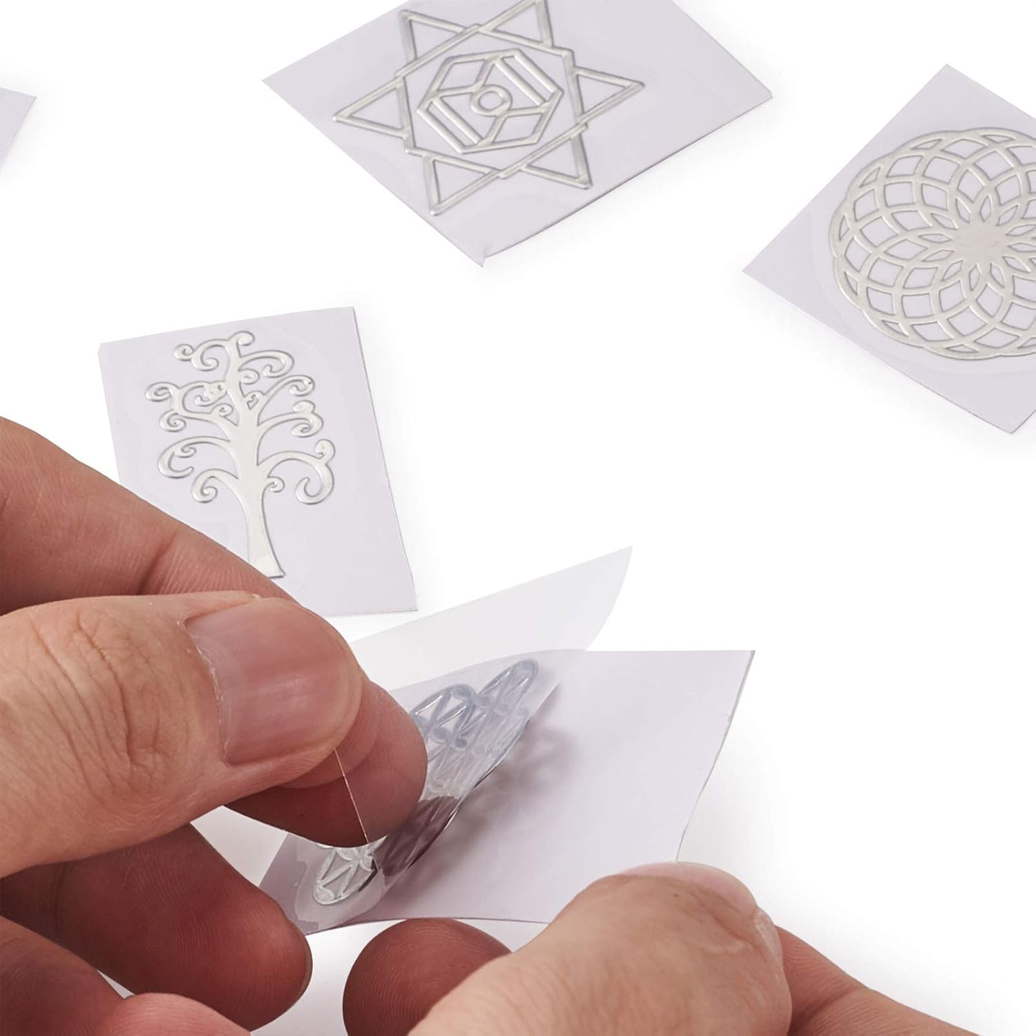 Craftdady 40pcs Geometry Orgonite Stickers Chakra Aum Yoga Yinyang Meditation Symbol Art Decals with 30g Undrilled Natural Chip Stone Beads for Resin Craft Energy Tower Phone Scrapbook Decor