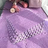 easycustomerlee 12pcs Tiled Puzzle Play Mats Interlocking Shaggy Soft EVA Foam Mats Protective Floor for Children Kids Room Home Parlor Bedroom Purple