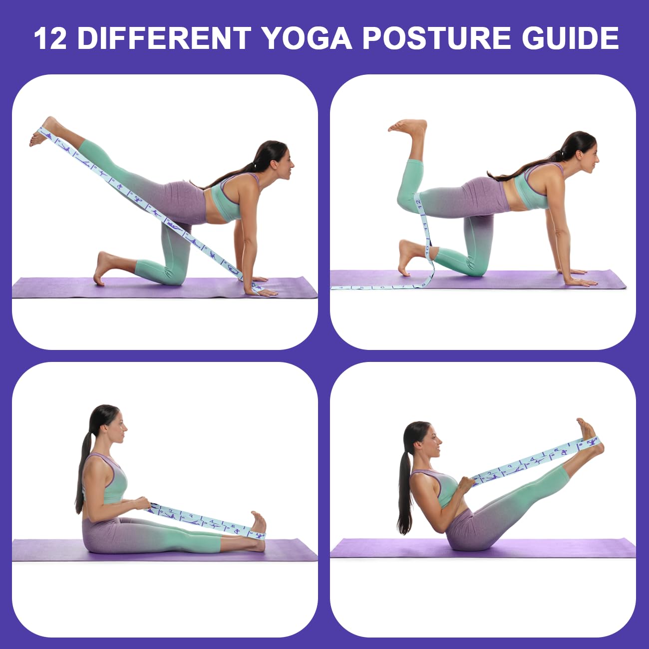 CEILIWEN - Fascia elastica per yoga e stretching, con passanti, per fisioterapia, pilates, esercizi elastici, per esercizi di stretching delle gambe, fasce elastiche per esercizi