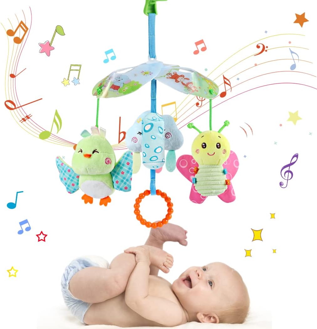 YOYIKER Car Seat Toys for Babies 0-6 Months, Stroller Toys & Hanging Toys for Babies 6-12 Months, Carseat Toys for Infants, Plush Rattle Toys for Boys Girls