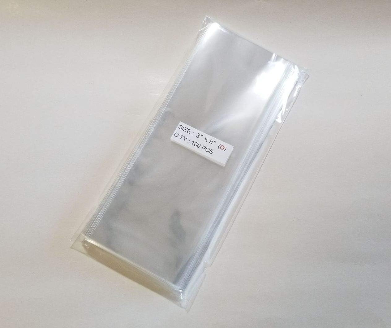 6000 Pcs 3x8 (O) Clear Flat Open-End Cello Cellophane Bags