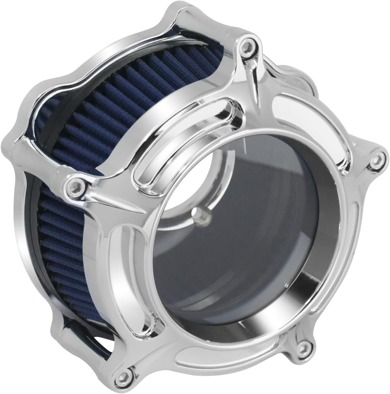 Air Filter Air Cleaner Intake Replacement Kit Fit for Harley Sportster XL 883 1200 2004-2022 (Chrome Housing Blue Filter Element)