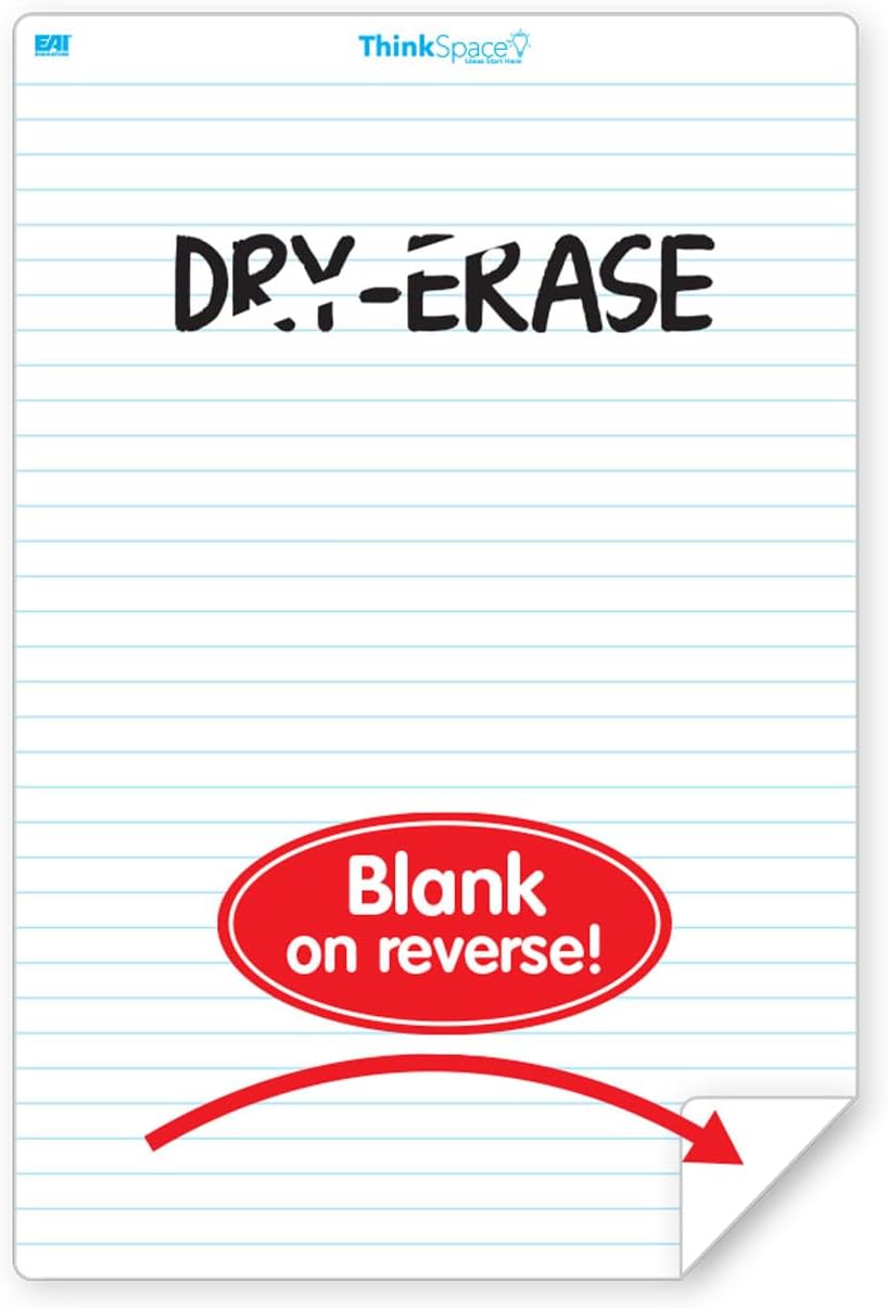 EAI Education ThinkSpace® Double-Sided Dry-Erase Poster Board Sheets: Lined, 23" x 36" - 25 Sheets