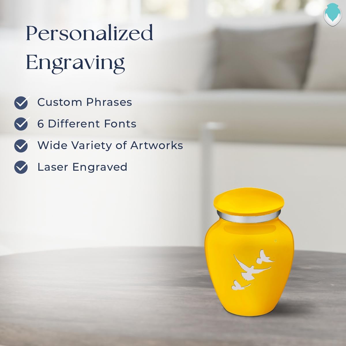 Geturns Embrace Keepsake Doves Cremation Urns for Human Ashes I Yellow Funeral Urn for Men and Women I 3.5 lbs