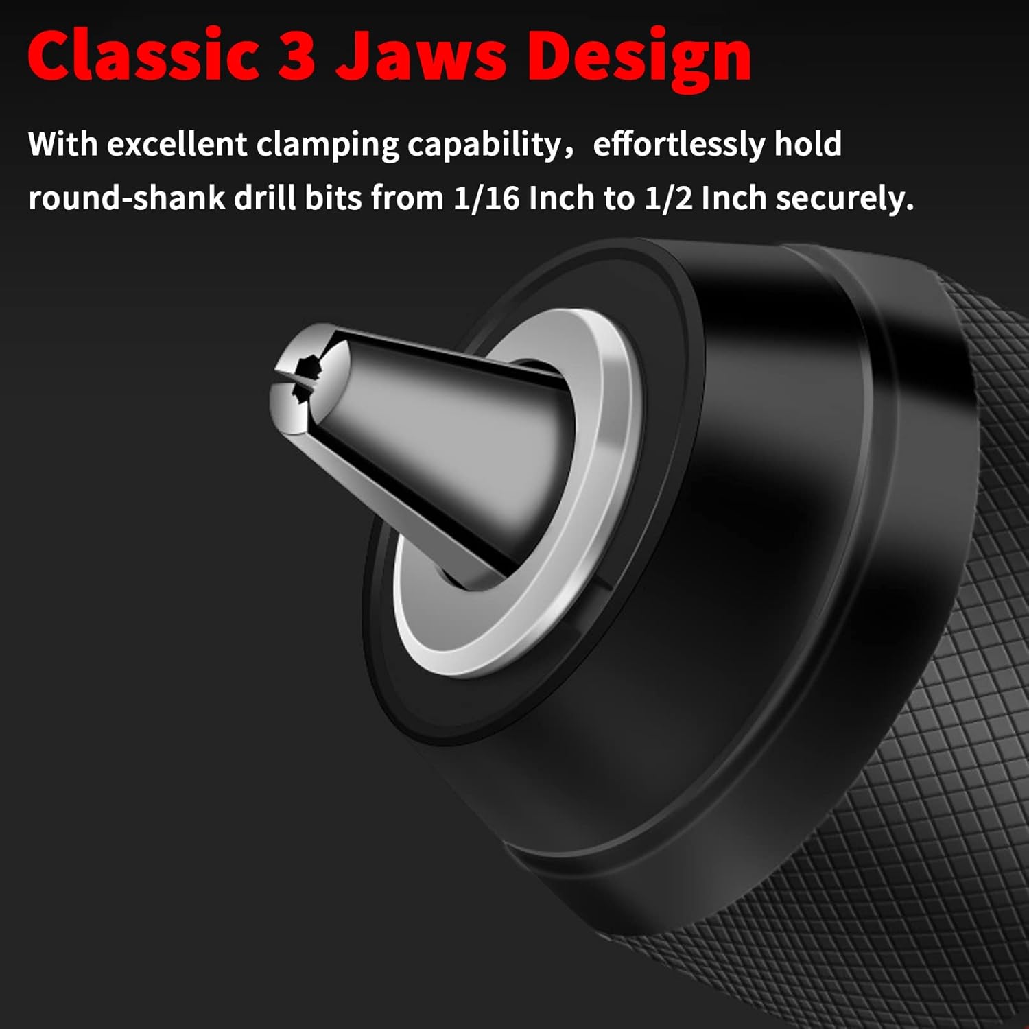 Keyless Hand Drill Chuck,1/2-20UNF 2-13mm Self-tightening Keyless Drill Chuck,3-Jaw,Full Metal Body,Fit Rotary Hammer and Hammer Drill