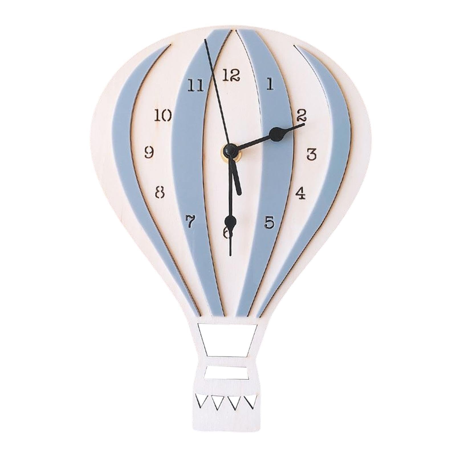 ALCXAZS Silent Sweep Children Cartoon Hot Air Balloon Round Wall Clock Durable Unique Gifts Nordic Room Decorative Children Cartoon Hot Air Balloon Mute Clock
