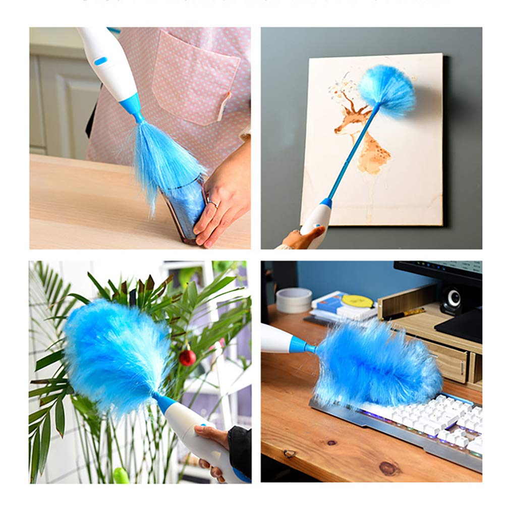 Spolverino Elettrico Rotante, 360°rauotabile, Pulizia Portatile, Ricaricabile (Blu)