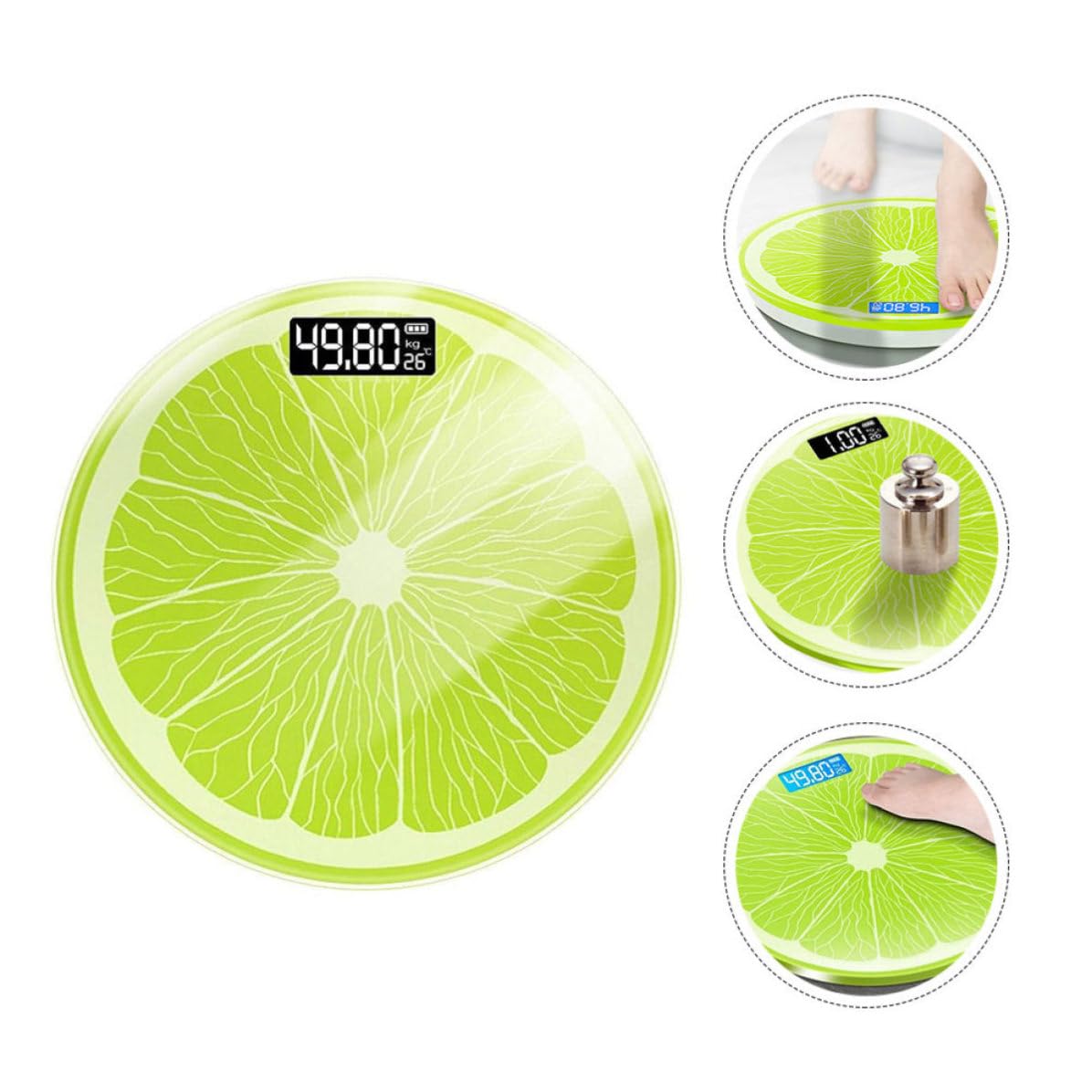 ibasenice Bilancia Pesapersone Digitale Design Limone, Display LED Grande, Vetro Temperato, Peso 0,2-180kg, Precisione 50g per Uso Domestico Automatico
