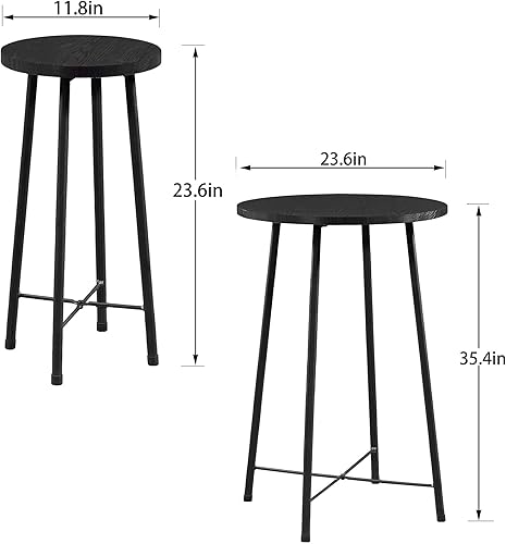 Miniatura 7 de VECELO Juego de mesa de 3 piezas, muebles y sillas redondas de bistró, juego de 2, parte superior de madera de altura de mostrador, ahorro de