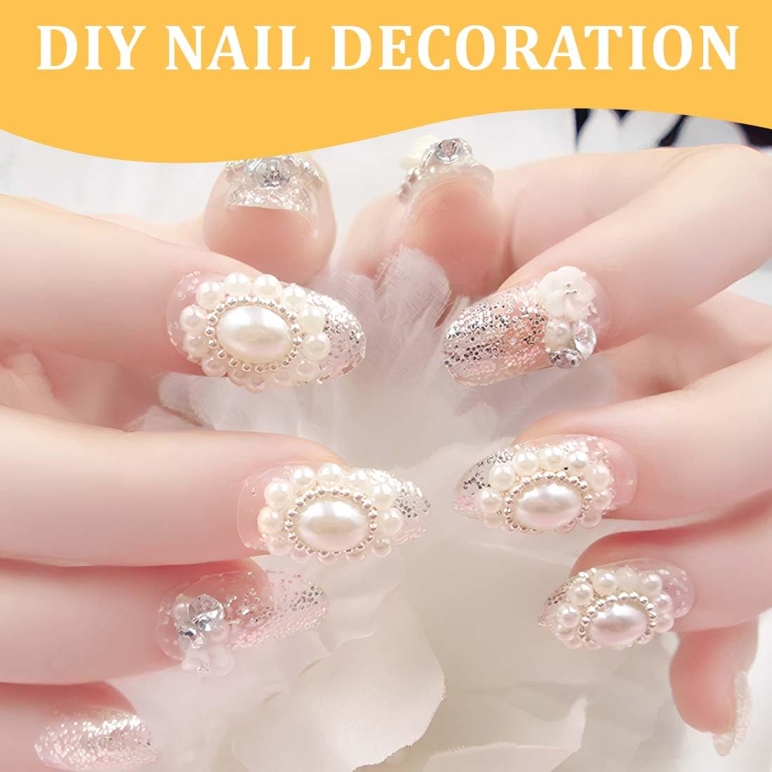 GXGM Bijoux Nail Art Perles, Couleur Or Argent Mini Nail Caviar Beads Strass Accessoires pour Nail Art Décorations décoration d'ongles à faire soi-même