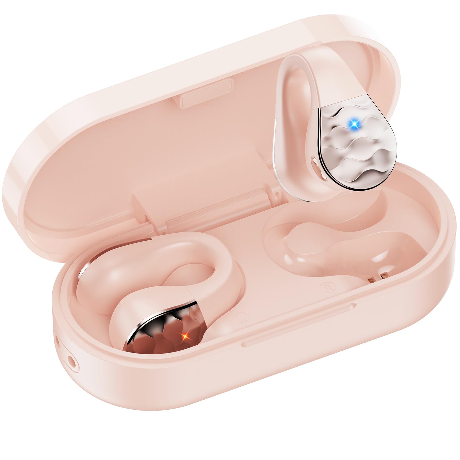 aigo Open Ear Earbuds, Wireless Bluetooth Earphone, Clip on Headphones, Over The Ear Earbuds for Fitness Running Gym Workouts, Built-in Mic, Wireless