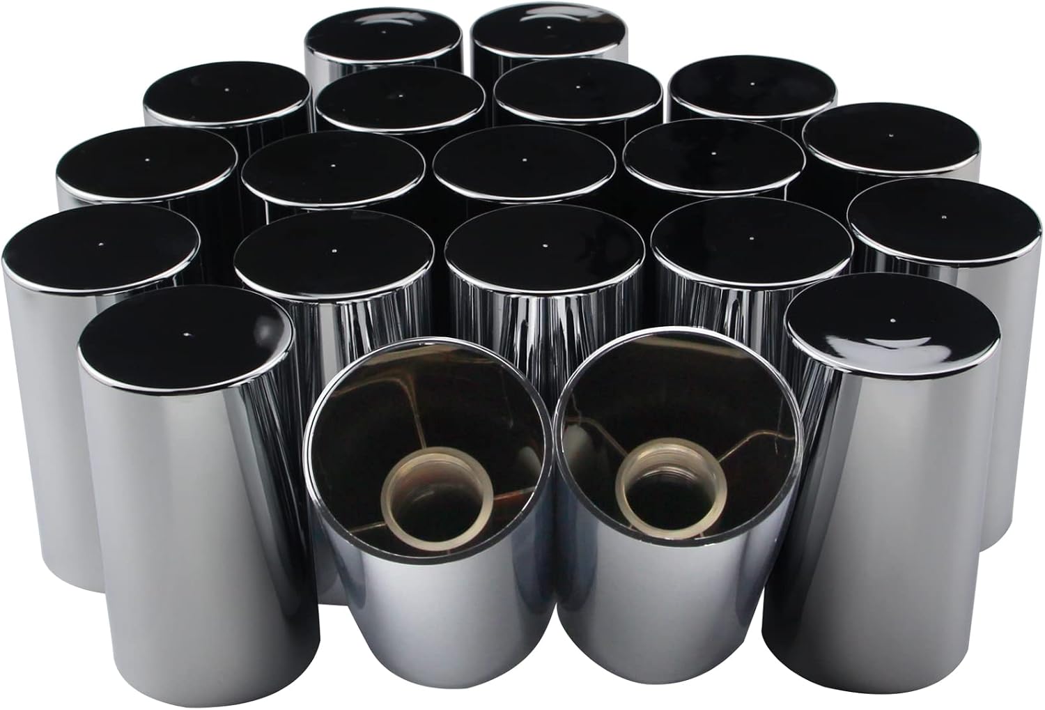 iBroPrat 33mm x 3-1/2" Thread On Flat Top Cylinder Lug Nuts Covers,ABS Chrome Plastic Screw On Flanged Lug Nut Cover for Semi Trucks 20pcs