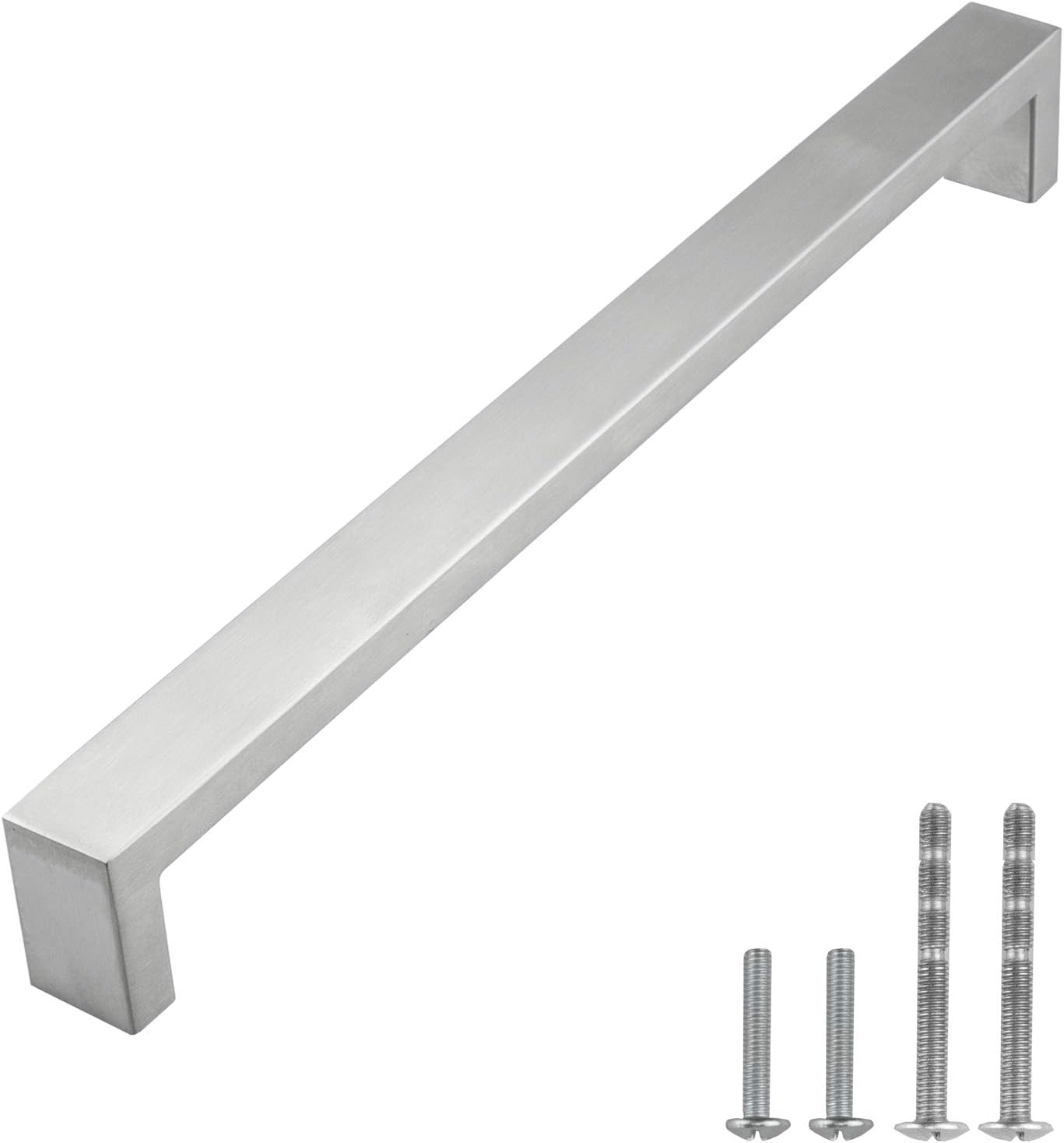 Modket Brushed Nickel Handle Pull — 10" (254mm) Hole Centers, 10-3/8" Overall Length — 10 Pack Modern Kitchen Cabinet Door Drawer Hardware/Dresser