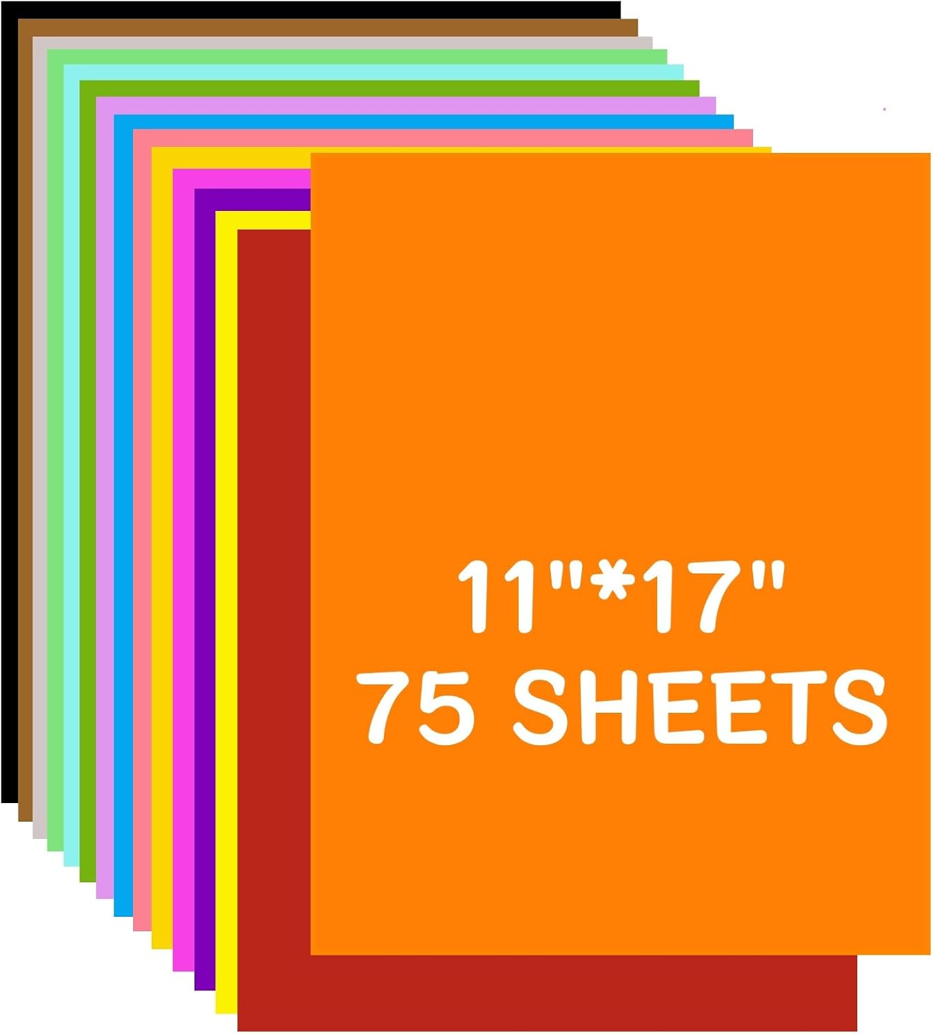 75 Sheets Colored Cardstock Paper 11"x17", 230 GSM A3 Card Stock, 15 Colors Multi-Color Construction Paper for Crafts, Art Projects, School, DIY, Party Decorations, Poster Board, Large Paper