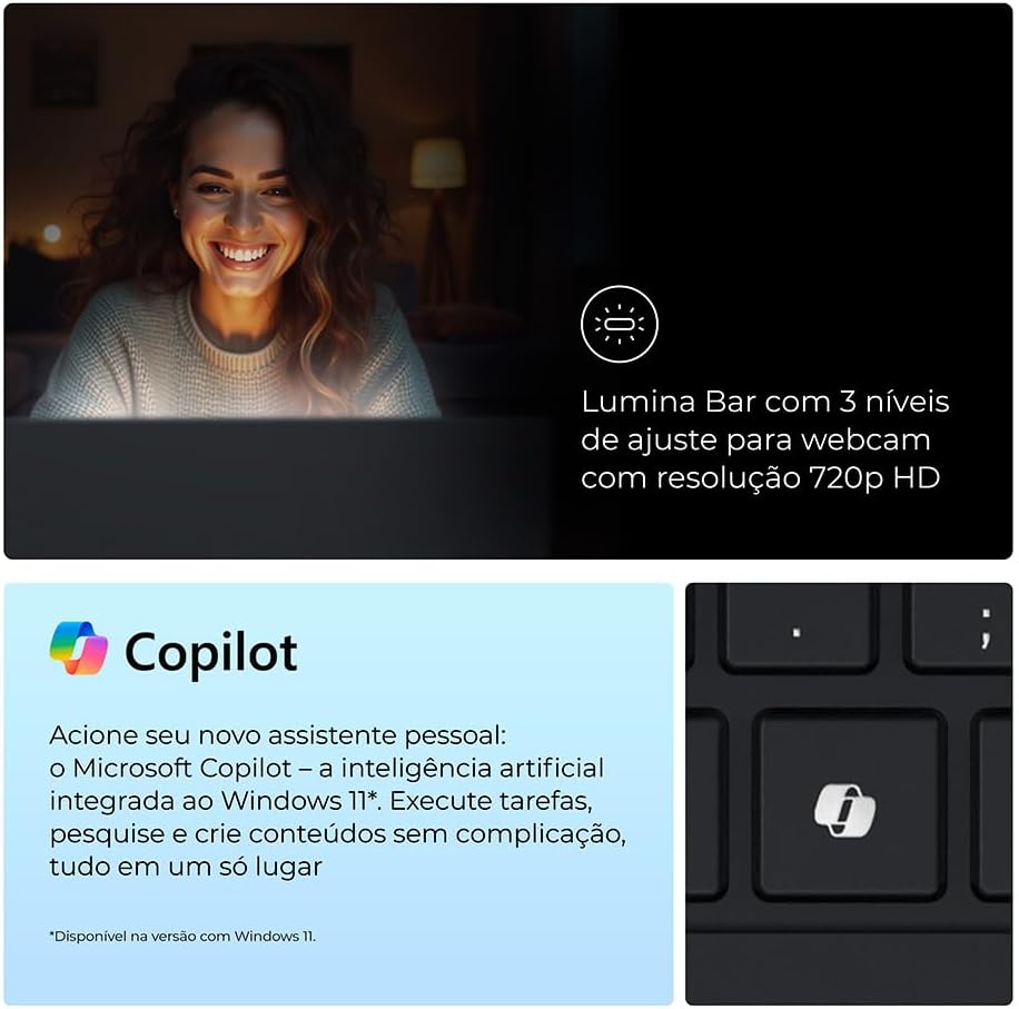 Notebook Positivo Vision i15M Intel Core i3 N300 8GB 256GB SSD Wi-Fi 6 Windows 11 – Tela 15,6" Full HD IPS Antirreflexo – Minitela - Permite upgrade de memória RAM e SSD – Preto