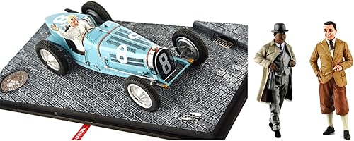 Bugatti T59 #8 Dreyfus 3rd Place Monaco GP (1934) con conductor montado y figuras de Etorre y Jean Bugatti 118 modelos de Le Mans Miniatures FLM