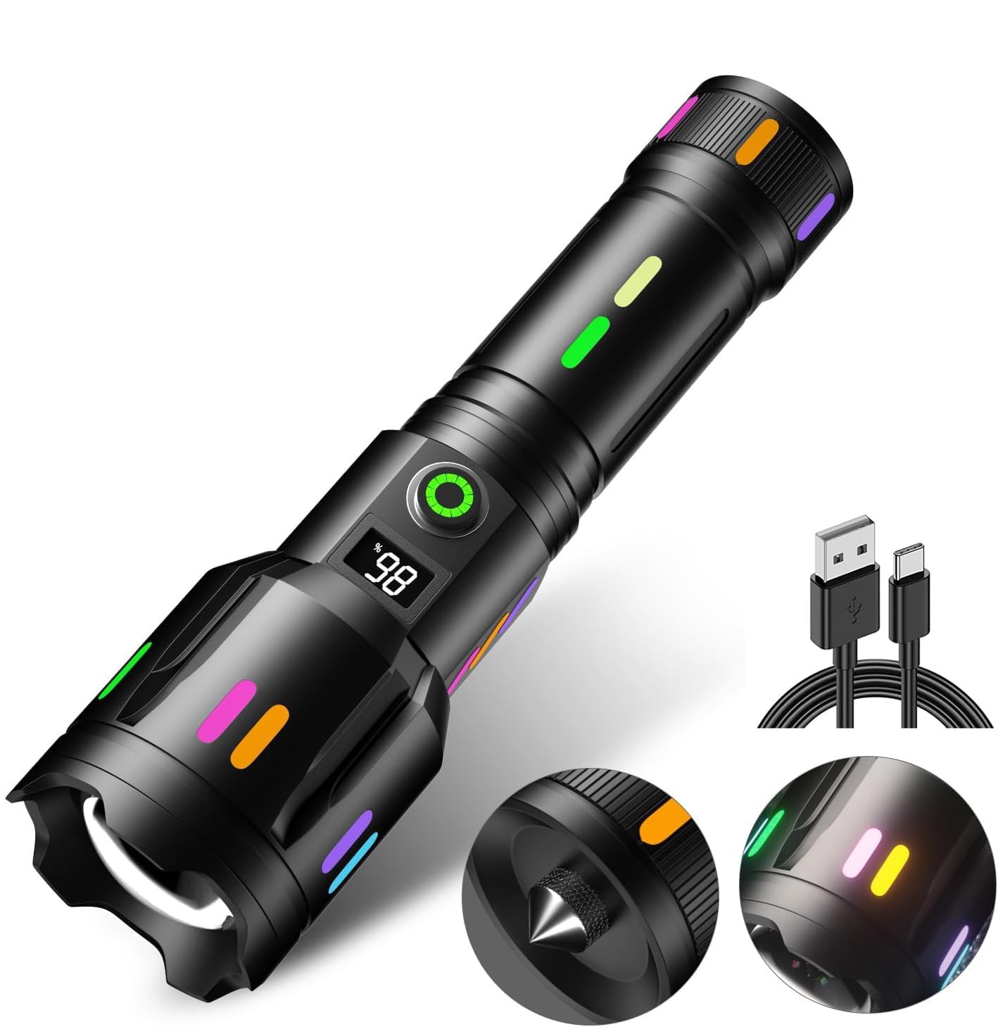 Amazon.co.jp: 【最新液晶画面デジタル表示】独特な夜光懐中電灯 led 