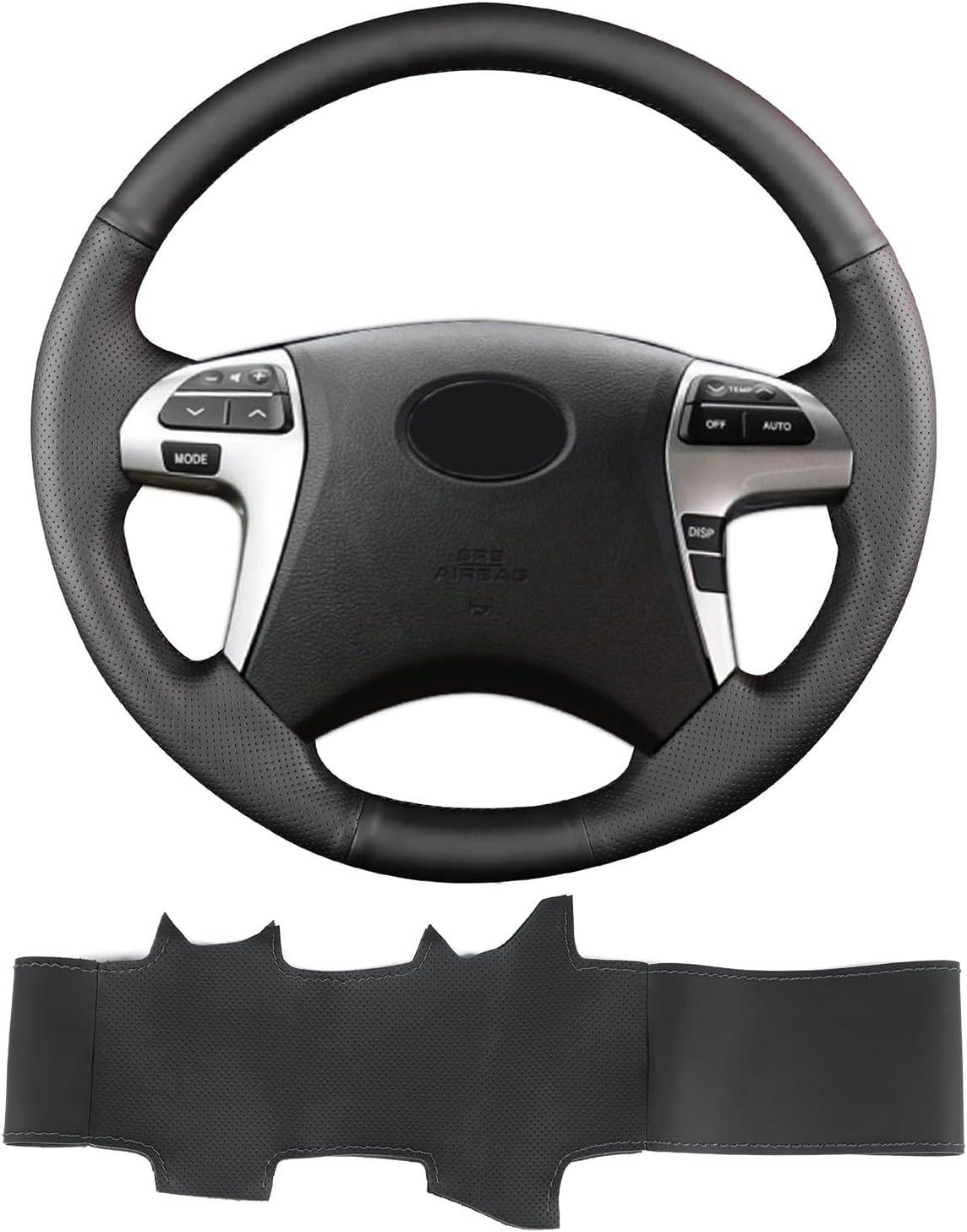 Hand Sewn Steering Wheel Cover,Fit for Toyota Camry XLE 2017/Highlander 2008 2011/Camry 2010/Hilux 2012/Hilux Invincible 2014,Non-Slip Breathable Microfiber Leather Steering Wheel Cover